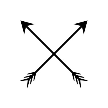 İki siyah ok kesişerek X şeklini oluşturdu. Çapraz siyah oklar amblemi. Çatışma ve kesişme sembolü. Vektör çizimi. EPS 10. Resim yükle.