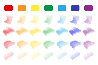 Renk örnekleri ve fırça darbeleri. Sanatsal suluboya koleksiyonu. Dijital resim elementleri. Vektör çizimi. EPS 10. Resim yükle