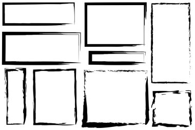 Grunge çerçeve seti. Dokulu sınır koleksiyonu. Sanatsal dikdörtgen şekiller. Vektör çizimi. EPS 10. Resim yükle.