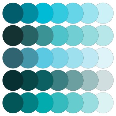 Teal nokta gradyanı. Serene aqua spektrumu. Kromatik daire kaplaması. Vektör çizimi. EPS 10. Resim yükle.