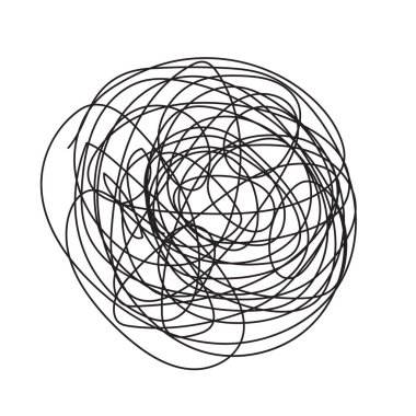 Soyut karalama sanatı. Karmaşık çizgiler kaotik tasarım. Beyaz ifade üzerine siyah. Vektör çizimi. EPS 10. Resim yükle.