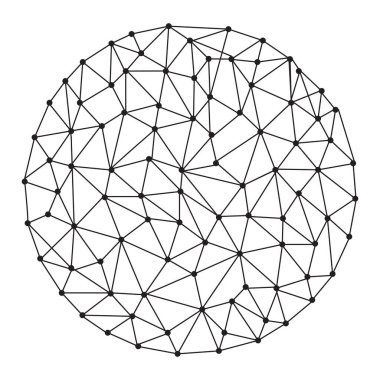 Geometrik ağ küresi. Karmaşık bağlantılı noktalar ve doğrular. Siyah çokgen ağ. Vektör çizimi. EPS 10. Resim yükle.