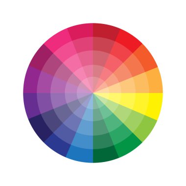 Renkli tekerlek simgesi. Parlak spektrum vektörü. Dairesel gradyan çizimi. Canlı tasarım elementi. EPS 10.
