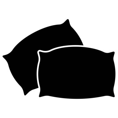 Yastık silueti simgeleri. Siyah yastık tasarımı. Rahat uyku vektörü. Minimum düz stil. EPS 10.