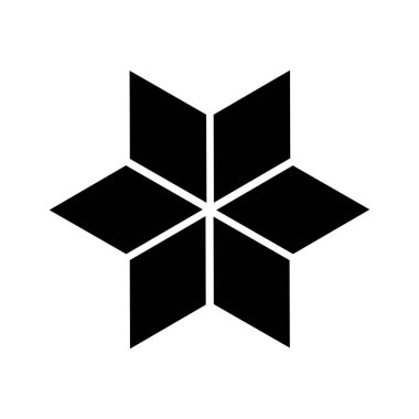 Geometrik yıldız simgesi. Siyah soyut şekil. Minimalist vektör tasarımı. Basit bir 3 boyutlu sembol. EPS 10.