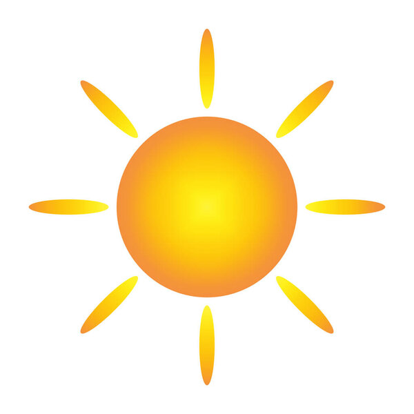 Sun icon bright. Yellow orange gradient. Radiating rays design. Vector illustration. EPS 10.