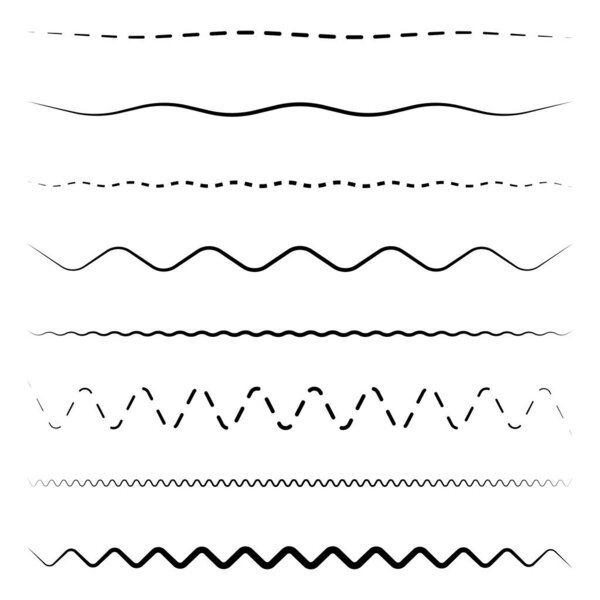 Patrones Línea Onda Varios Trazos Negros Simple Punteado Horizontal Sin — Vector de stock