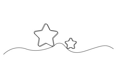 Ana hatlarıyla yıldız şekilleri. Dalgalı hat tabanı. Basit minimalist tasarım. Vektör çizimi. EPS 10.