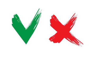 İşaret simgesini işaretle. Kızıl haç sembolü. Fırça darbesi vektörü. Yeşil ve kırmızı elementler. EPS 10.