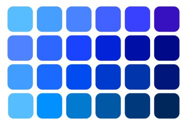 Mavi renk paleti. Çeşitli gözlükler. Gradyan kareler. Vektör grafik. EPS 10.