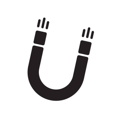 Mıknatıs simgesi silueti. Siyah at nalı şeklinde. Basit ve cesur. Vektör grafik. EPS 10.