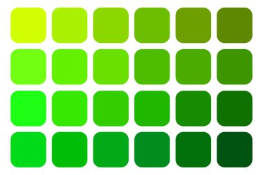 Yeşil gradyan palet. Kare renk örnekleri. Yeşilin çeşitli tonlarında. Vektör çizimi. EPS 10.