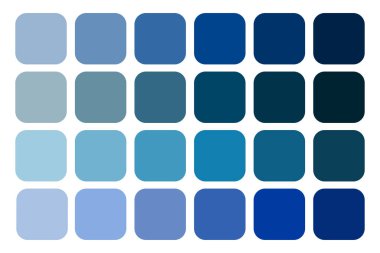 Mavi gradyan palet. Kare renk örnekleri. Mavinin çeşitli tonlarında. Vektör çizimi. EPS 10.