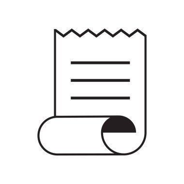 Makbuz simgesi. Siyah ve beyaz. Basit bir tasarım. Vektör çizimi. EPS 10.