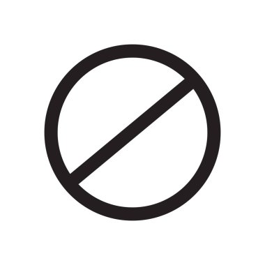 Yasak işaret simgesi. Saf siyah daire. Çapraz çizgi detayı. Vektör çizimi. EPS 10.