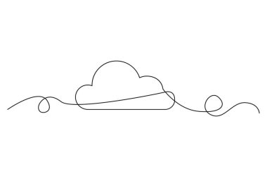 Basit bulut simgesi. Tek çizgi çizimi. Minimalist hava vektörü. Siyah ve beyaz. EPS 10.