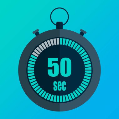 Dijital kronometre simgesi. Elli saniye. 50 saniye. Mavi eğimli arka plan. Zaman yönetimi vektörü. EPS 10.