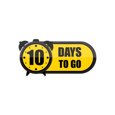 Geri sayım zaman çizelgesi. On numara odaklan. Mesajlaşmak için 10 gün. Sarı ve siyah desenli. EPS 10.