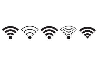 Wi-Fi sinyal simgesi. Minimalist bağlantı sembolleri. Kablosuz ağ grafiği. İzole vektör çizimi. EPS 10.