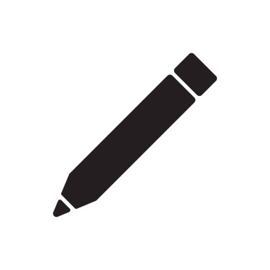 Kalem simgesi. Saf siyah sembol. Yazma aracı grafiği. Minimalist vektör tasarımı. EPS 10.