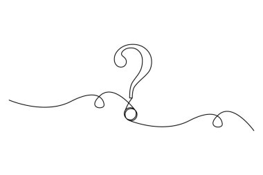 Soru işareti illüstrasyonu. Devamlı çizgi çizimi. Minimalist siyah taslak. Basit vektör tasarımı. EPS 10.
