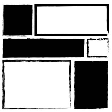 Grunge çerçeve hazır. El yapımı sınırlar. Soyut dikdörtgen şekiller. Sıkıntılı siyah çizgiler. EPS 10.