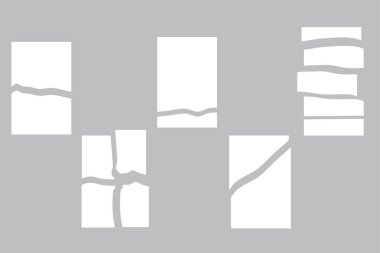 Soyut yırtık kağıt şekilleri. Geometrik kesme parçaları. Düzensiz dalgalı çizgiler. Vektör kolaj elemanları. EPS 10.