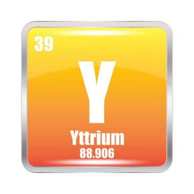 Yttrium icon. Y chemical element. Atomic number 39. Mass 88.906. Yellow background. EPS 10. clipart