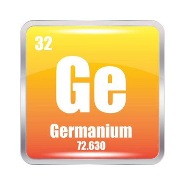 Germanyum element simgesi. Atom numarası 32. Germanium 72.630 kütle. Vektör Ge sembolü. EPS 10.