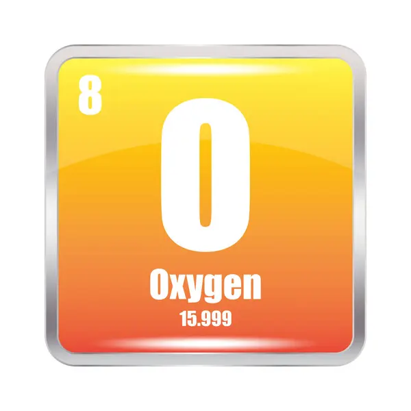 stock vector Oxygen element square. O symbol. Atomic number 8. Atomic mass 15.999. EPS 10.