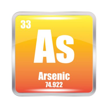 Arsenik element sembolü. Kısaltma olarak. Atom numarası 33. Atom kütlesi 74.922. EPS 10.