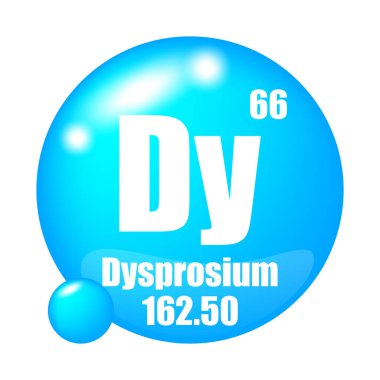 Dysprosium icon. Dy chemical element. Atomic number 66. Mass 162.50. Vector illustration. EPS 10. clipart