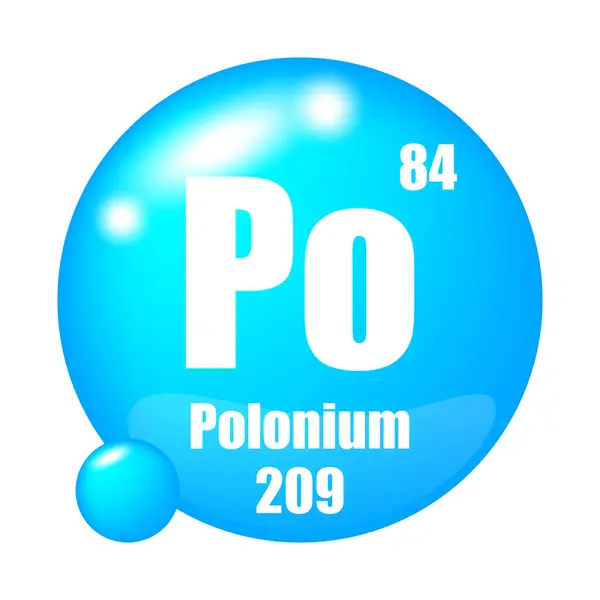 stock vector Polonium icon. Po chemical element. Atomic number 84. Mass 209. Blue sphere. EPS 10.