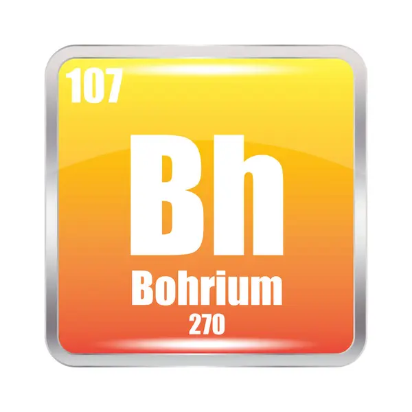 stock vector Bohrium icon. Bh chemical element. Atomic number 107. Mass 270. Orange square. EPS 10.