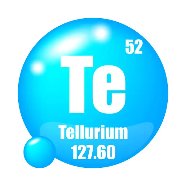 stock vector Tellurium icon. Te chemical element. Atomic number 52. Mass 127.60. Blue sphere image. Vector symbol. EPS 10.