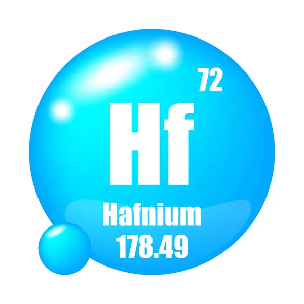 stock vector Hafnium icon. Hf chemical element. Atomic number 72. Mass 178.49. Blue sphere. EPS 10.