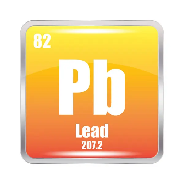 stock vector Pb icon. Lead element. Atomic number 82. Mass 207.2. Orange square background. Vector symbol. EPS 10.