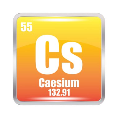 Sezyum ikonu. C kimyasal elementi. Atom numarası 55. Kütle 132.91. Vektör çizimi. EPS 10.