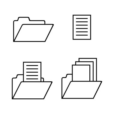 Dizin ve belge simgeleri. Basit taslak biçimi. Dosya yönetimi sembolleri. Temiz minimum vektör seti. EPS 10.