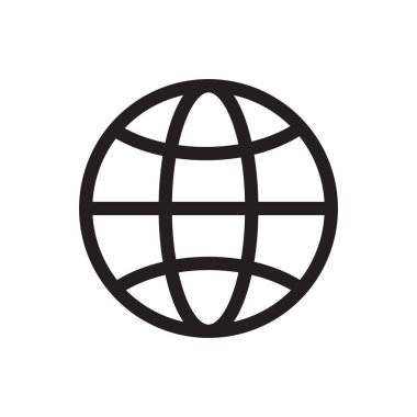 Dünya ikonu. Basit siyah taslak. Küresel ağ sembolü. Vektör çizimi. EPS 10.