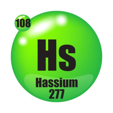 Hassium icon. Hs chemical element. Atomic number 108. Mass 277. EPS 10. clipart