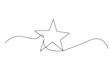 Yıldız çizimi. Devamlı yıldız şekli. Minimalist tasarım. Tek sıra sanat. EPS 10.