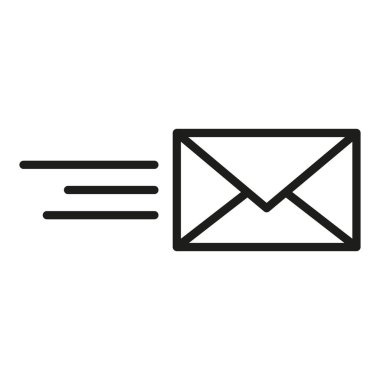 Mektupla birlikte zarf. Posta vektör simgesi. Basit yazışma şekli. Siyah mesaj sembolü. EPS 10.