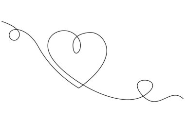 Kalp çizgisi çizimi. Basit sürekli şekil. Aşk sembolü. Vektör çizgisi. EPS 10.