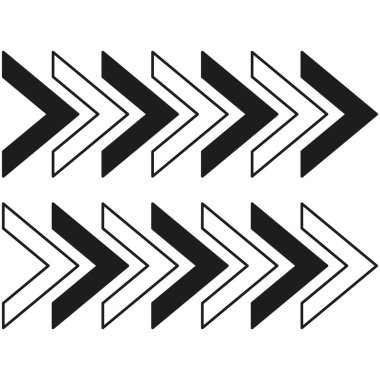 Sembol ok deseni. Tekrarlanan geometrik tasarım. Siyah ve beyaz simetri. Vektör soyut sembolü. EPS 10.