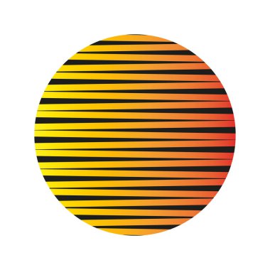 Gradyan daire simgesi. Yatay çizgili desen. Soyut yuvarlak şekil. Vektör çizimi. EPS 10.