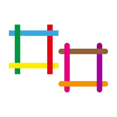 Renkli soyut kareler. Geometrik şekil tasarımı. Parlak renkli çizgiler. Vektör modern model. EPS 10.
