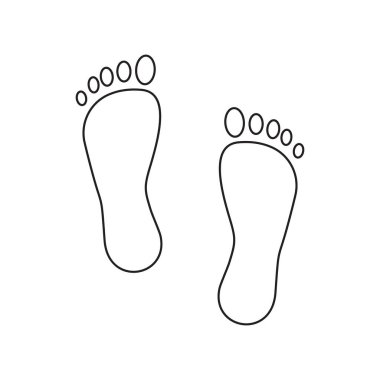 İnsan ayak izi ikonu. Çıplak ayak çizgisi. Basit ayak şekli. Vektör ayak izi sembolü. EPS 10.