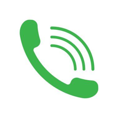 Telefon ikonu. Yeşil zil sembolü. Vektör çağrı simgesi. Ses dalgası detayı. EPS 10.