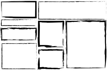 Çeşitli çerçeve simgeleri. Elle çizilmiş sınır çizimi. Basit grafik şekiller. Vektör tasarımı. EPS 10.